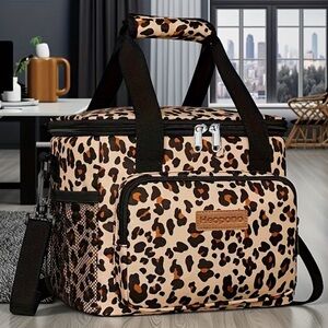 Leopard Print Insulated Cooler Bag 15 Liter Large Capacity Multi-Pocket NWT